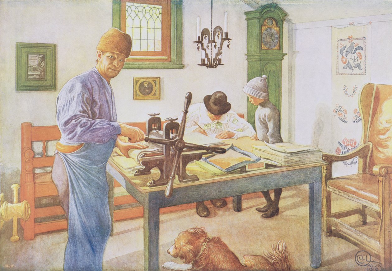 The Print Room, udgivet i "Lasst Licht Hinin" (Lasst mere lys ind), 1910 af Carl Larsson
