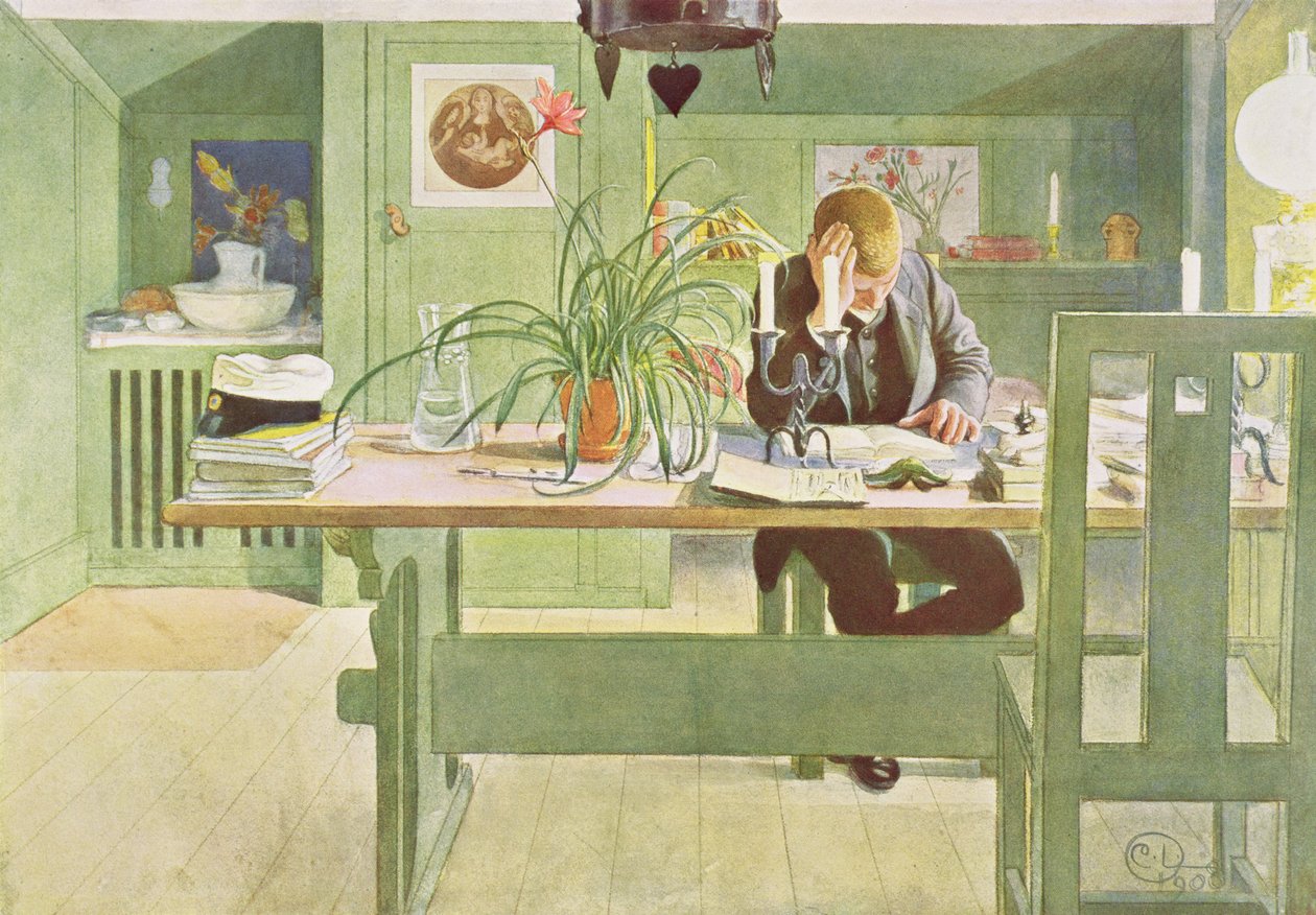 The Study Room, udgivet i "Lasst Licht Hinin" (Lasst mere lys ind), 1908 af Carl Larsson