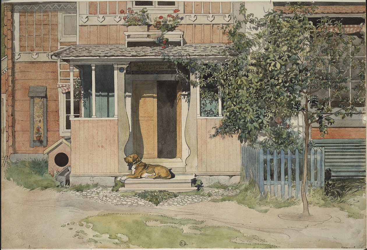 Verandaen. Fra Et hjem (26 akvareller) af Carl Larsson