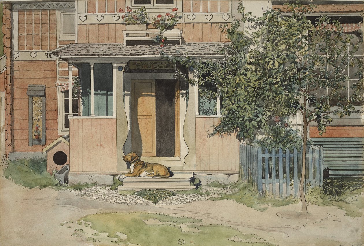 The Verandah, fra A Home-serien, ca. 1895 (wc på papir) af Carl Larsson