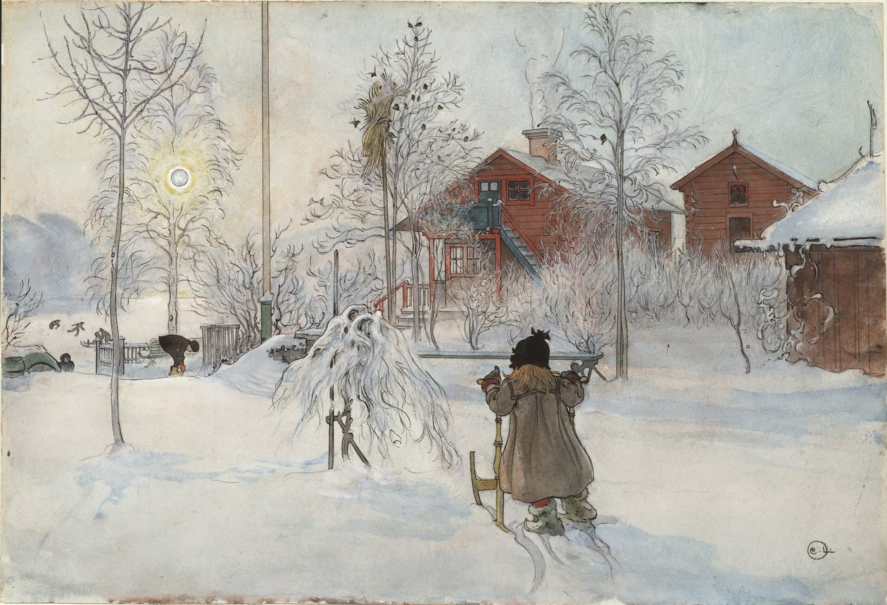 The Yard and Wash-House, fra A Home-serien, ca. 1895 (wc på papir) af Carl Larsson