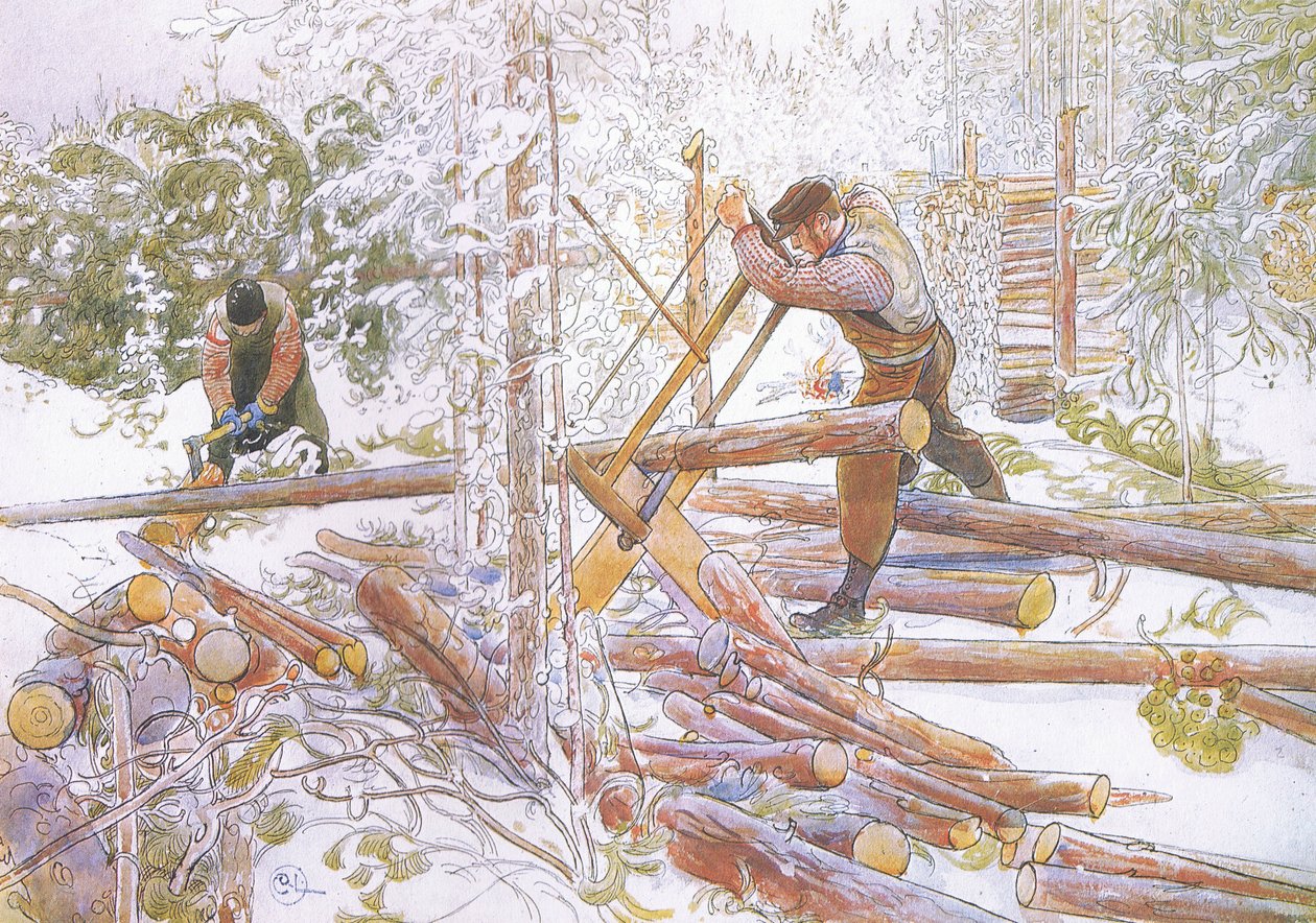 De blev derefter skåret i ensartede længder af Carl Larsson