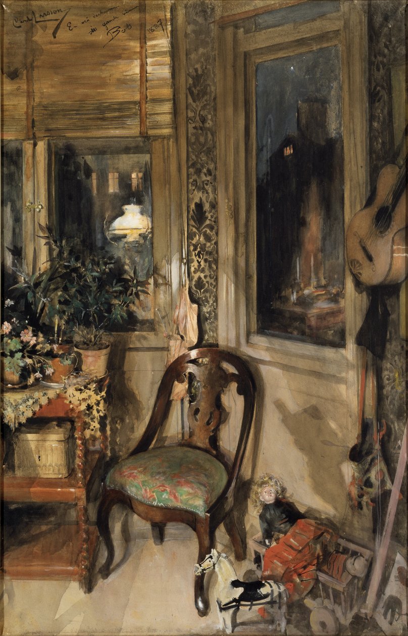 Legetøj i hjørnet (wc på papir) af Carl Larsson