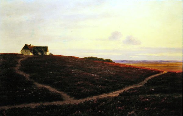 Et sommerhus i Jylland (olie på lærred) af Carl Locher
