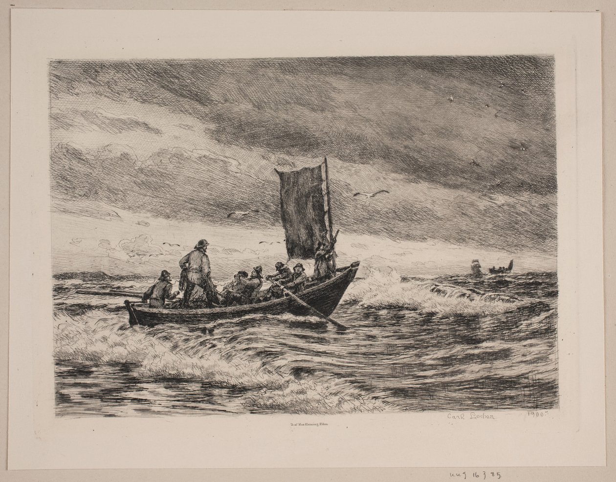 Fiskerbåd i brændingen af Carl Locher