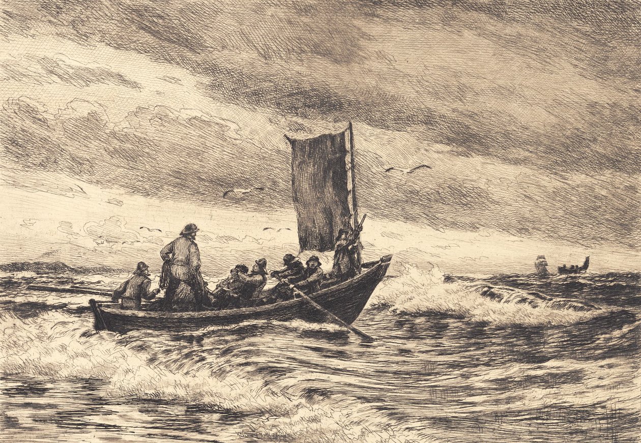 Fiskerbåd i brændingen af Carl Locher