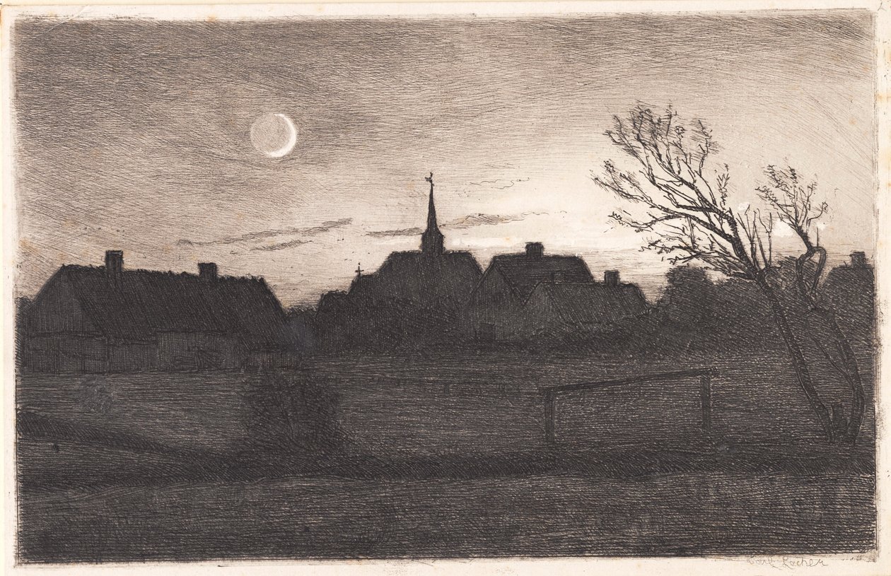 Hornbæk kirke, sommeraften af Carl Locher