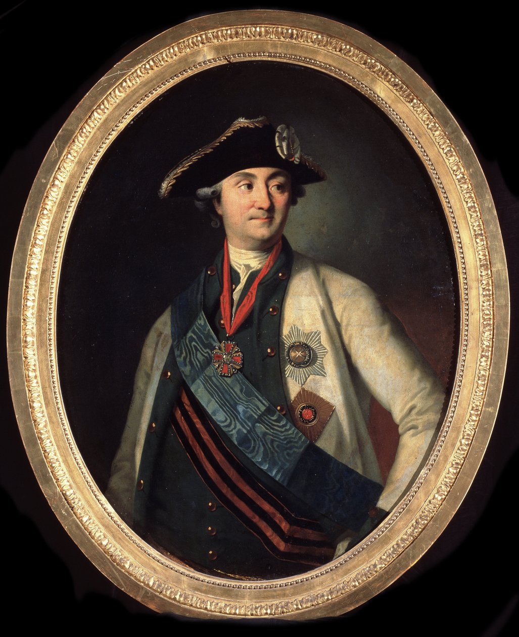 ""Portræt af comte Alexei Grigorievitch Orlov (1737-1808), commandant des Forces navales russes"" (Portræt af den øverstkommanderende for flåden, grev Alexey Grigoryevich Orlov af Chesma (1737-1808)) Peinture de Carl Ludwig Johann Christineck (1732/3-17 af Carl Ludwig Christinek