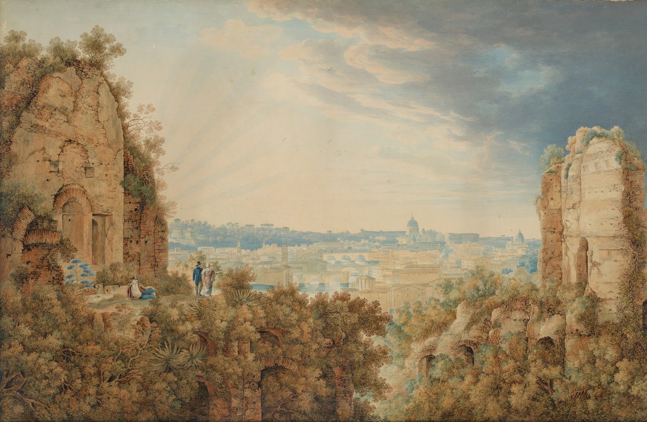 En udsigt over Rom fra Palatinen, 1813-17. af Carl Ludwig Frommel