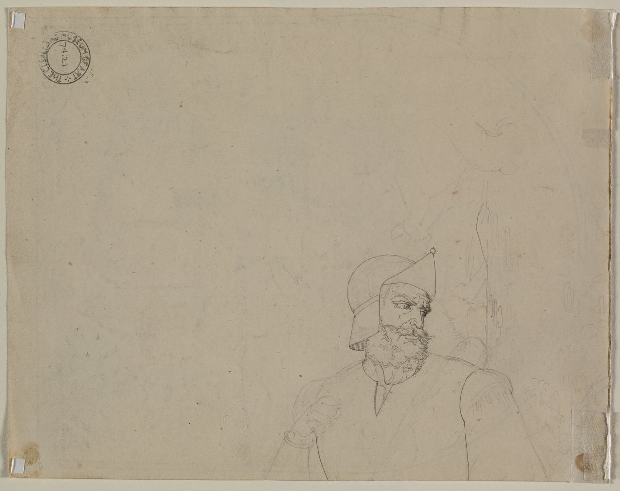Soldat i et landskab (verso) af Carl Ludwig Tischbein