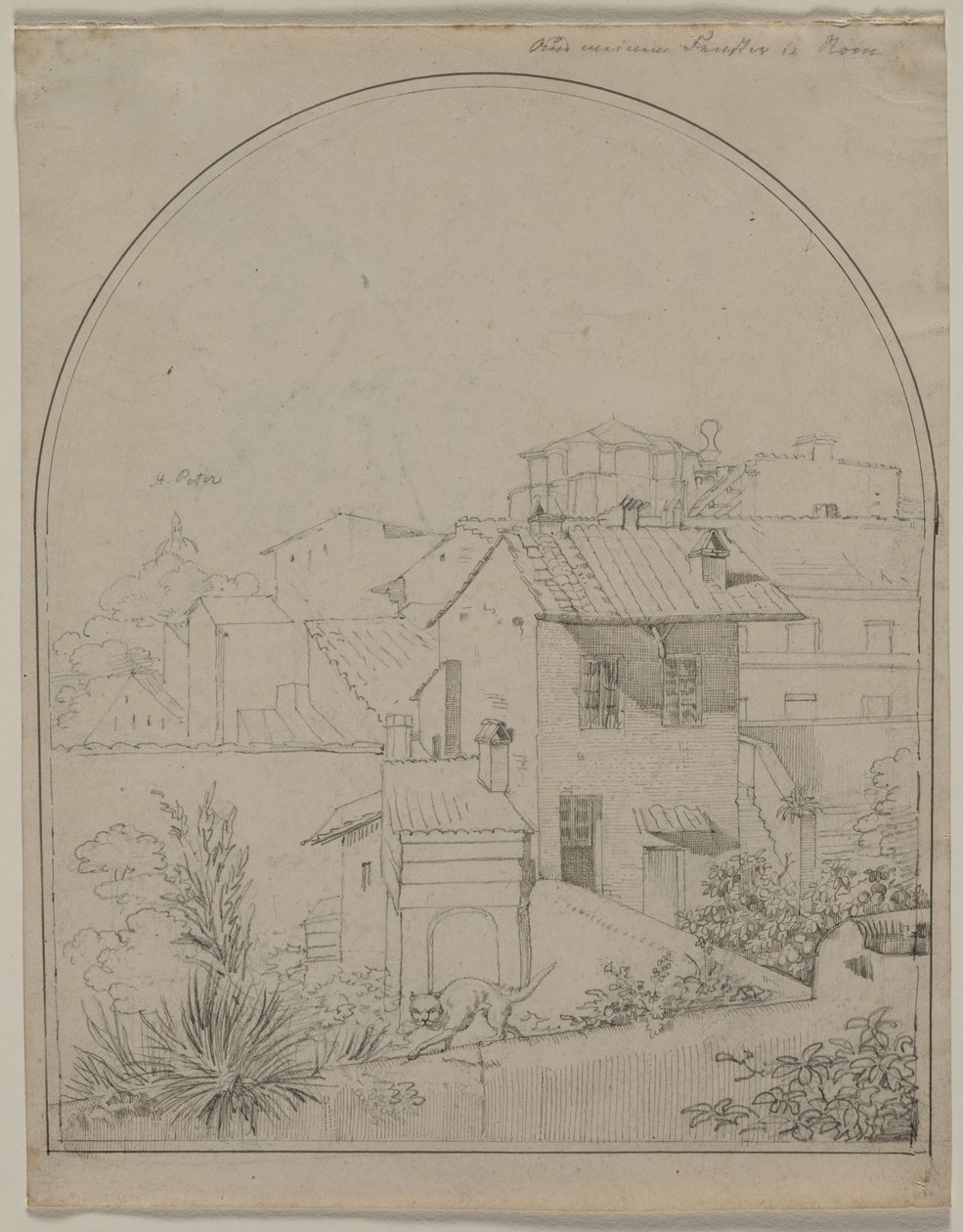 Udsigt fra mit vindue i Rom (recto) af Carl Ludwig Tischbein