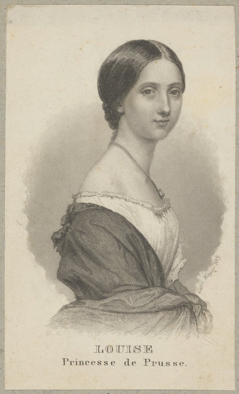 Luise af Preussen (også: Luise af Mecklenburg-Strelitz, egentlig Luise Augusta Vilhelmine Amalie af Mecklenburg-Strelitz, 1776 Hannover - 1810 Hohenzieritz) - prinsesse af Mecklenburg-Strelitz, dronning af Preussen som hustru til kong Frederik Vilhelm 3. af Carl Mayer