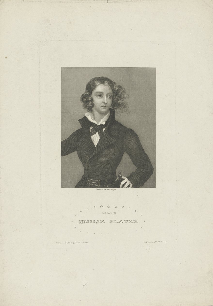 Portræt af Emilia Plater 1806-1831, ca 1834. af Carl Mayer