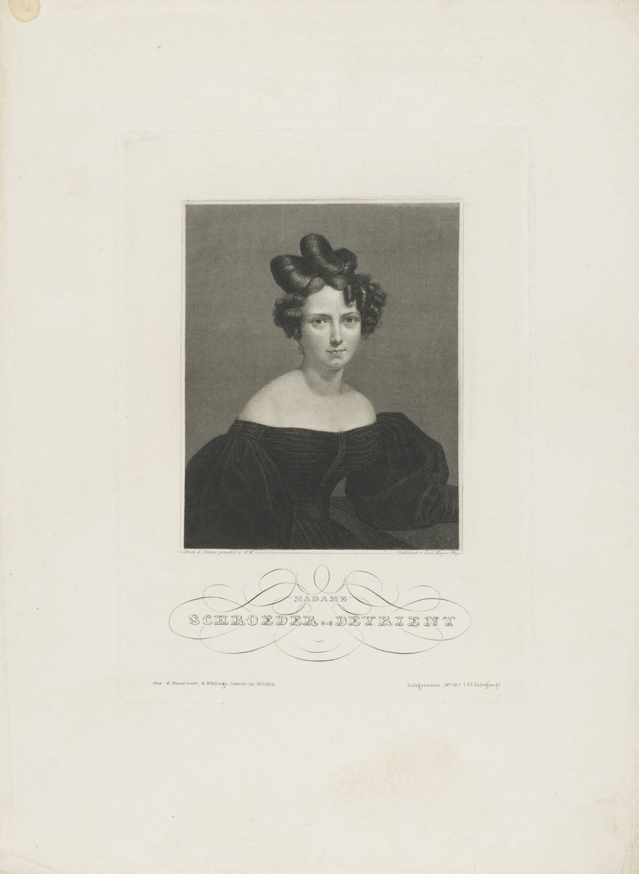 Portræt af operasangeren Wilhelmine Schröder-Devrient 1804-1860, ca. 1840. af Carl Mayer