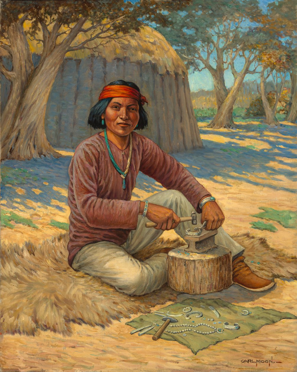 Navajo-sølvsmed af Carl Moon