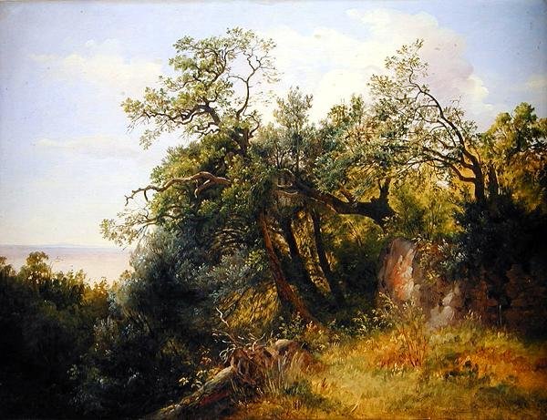 I Ariccia Park (olie på papir på lærred) af Carl Morgenstern