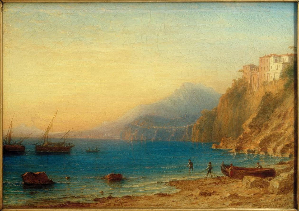 Torquato Tasso, fars hus i Sorrento / maleri v. C. Morgenstjerne af Carl Morgenstern