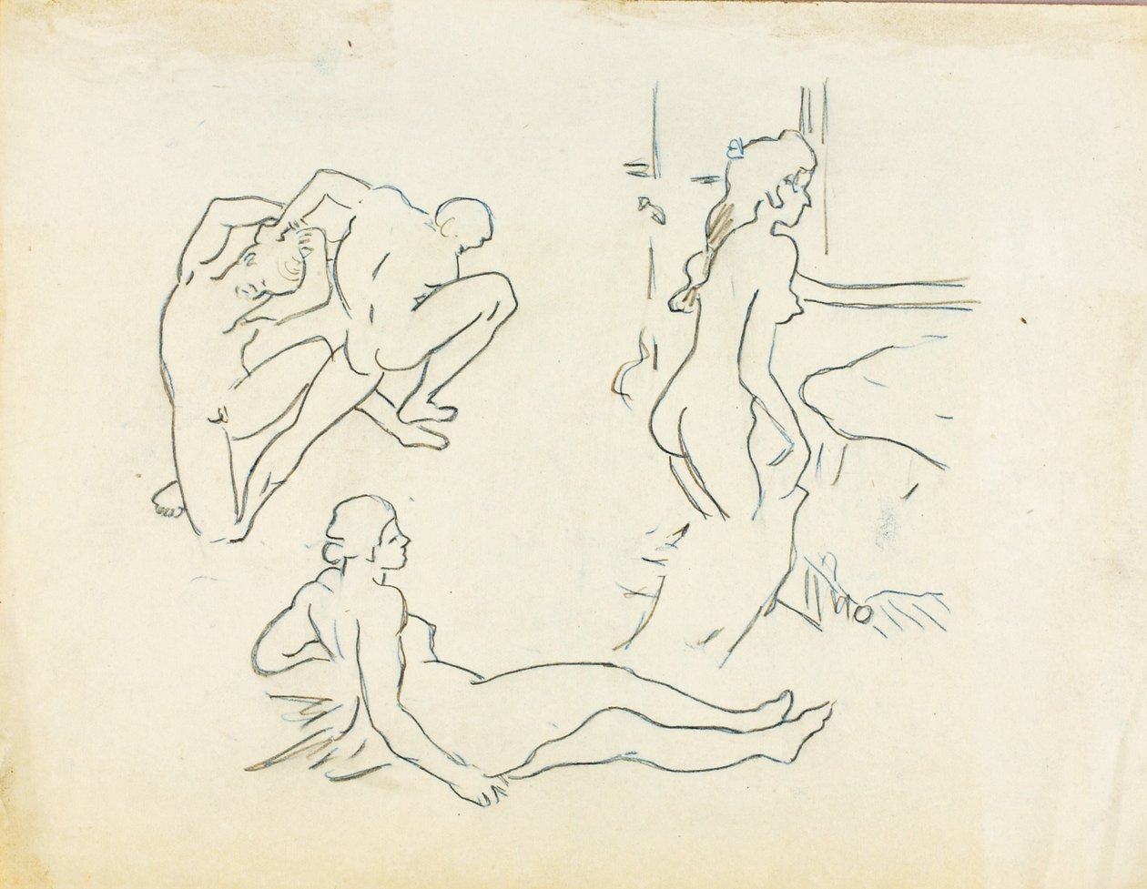 Studier med tre figurer af Carl Newman
