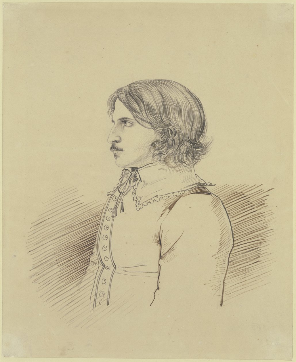Portræt af en ukendt student fra kredsen omkring “Teutsche Lesegesellschaft” i Heidelberg, 1816 af Carl Philipp Fohr