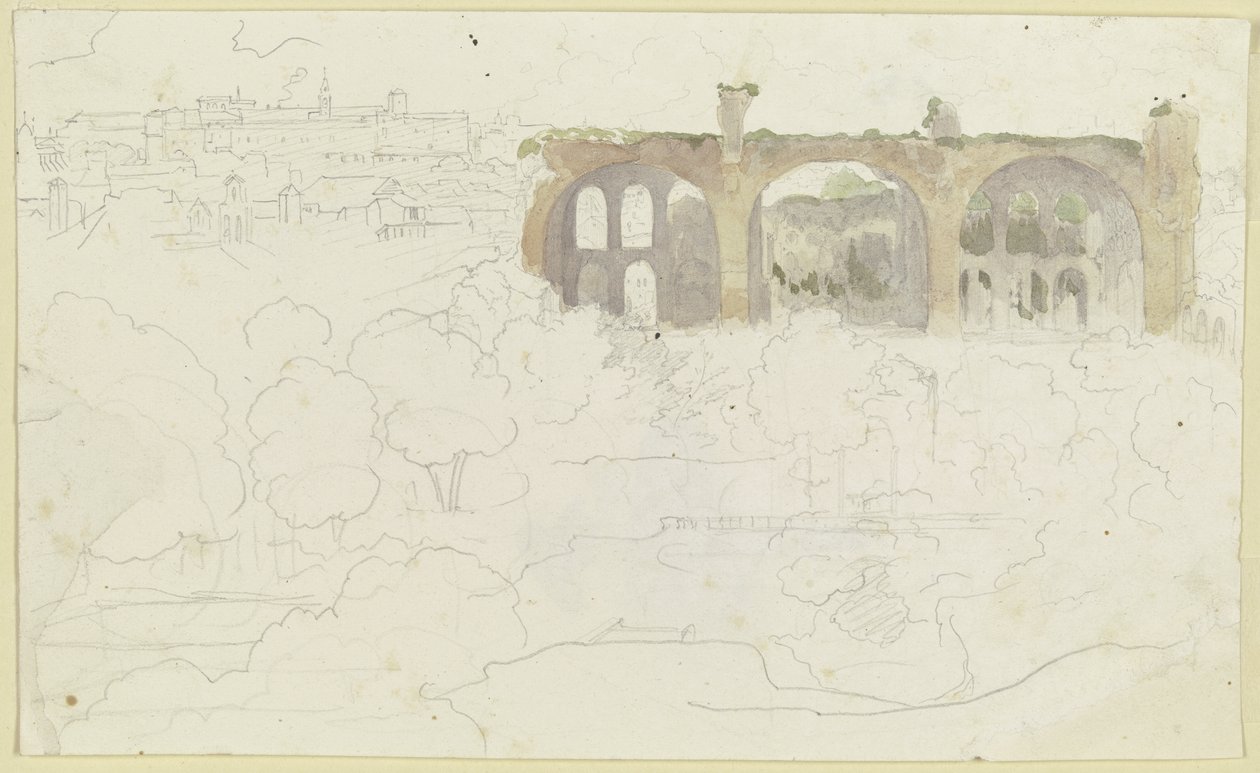 Udsigt over Forum Romanum i Rom med Maxentiusbasilikaen af Carl Philipp Fohr