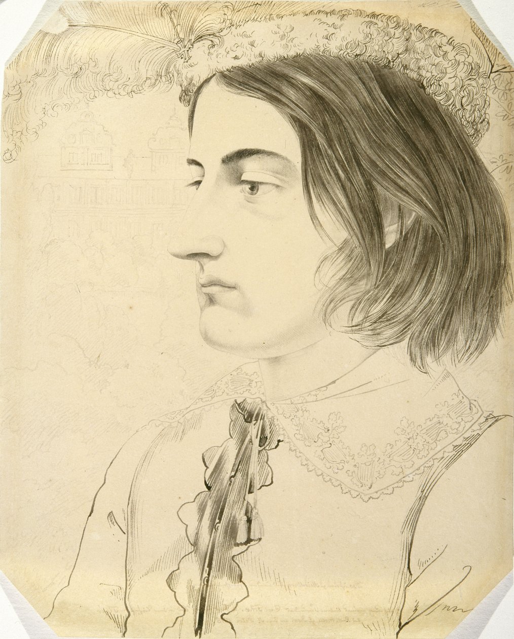 Ludwig Simon, teologisk studerende, 1816 (pen og pensel og sort blæk på vævet papir) af Carl Philipp Fohr