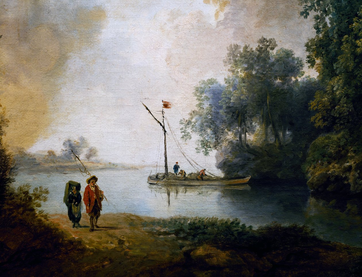 Landskab med flod, ca 1780, af Carl Philipp Schallhas (1767-1797), detalje, Ungarn af Carl Philipp Schallhas