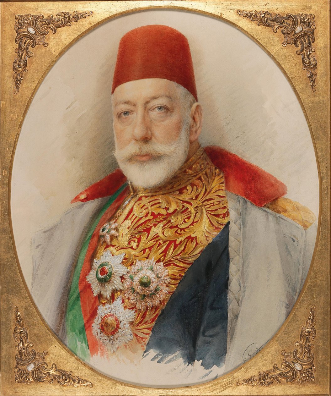 Portræt af Mehmed V 1844-1918, sultan og kalif fra det osmanniske imperium. af Carl Pietzner