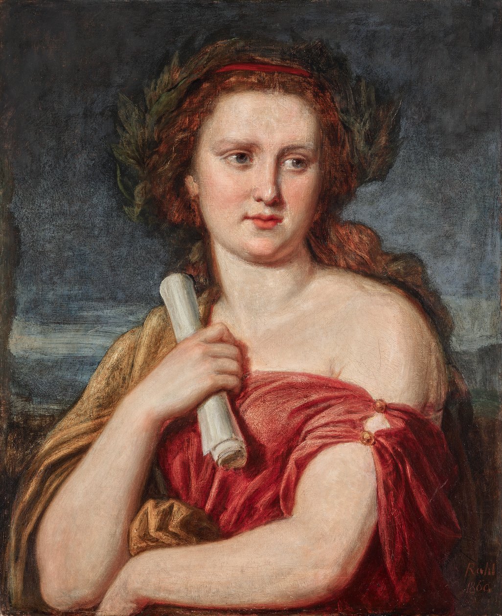 Portræt af en ung dame (Anna von Lieben?) af Carl Rahl