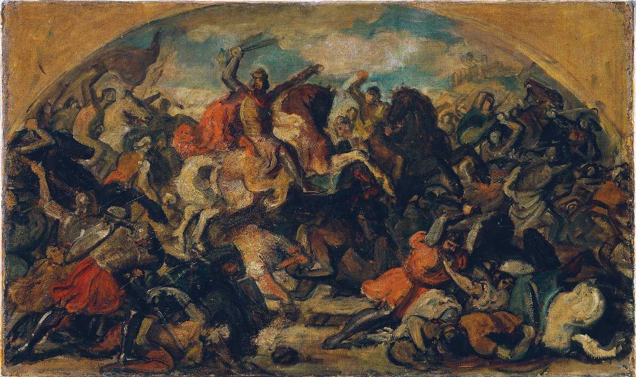 Frederik II den stridbare (1219–1246) sejrede over mongolerne i slaget ved Leitha nær Wiener Neustadt den 15. juni 1246 af Carl Rahl