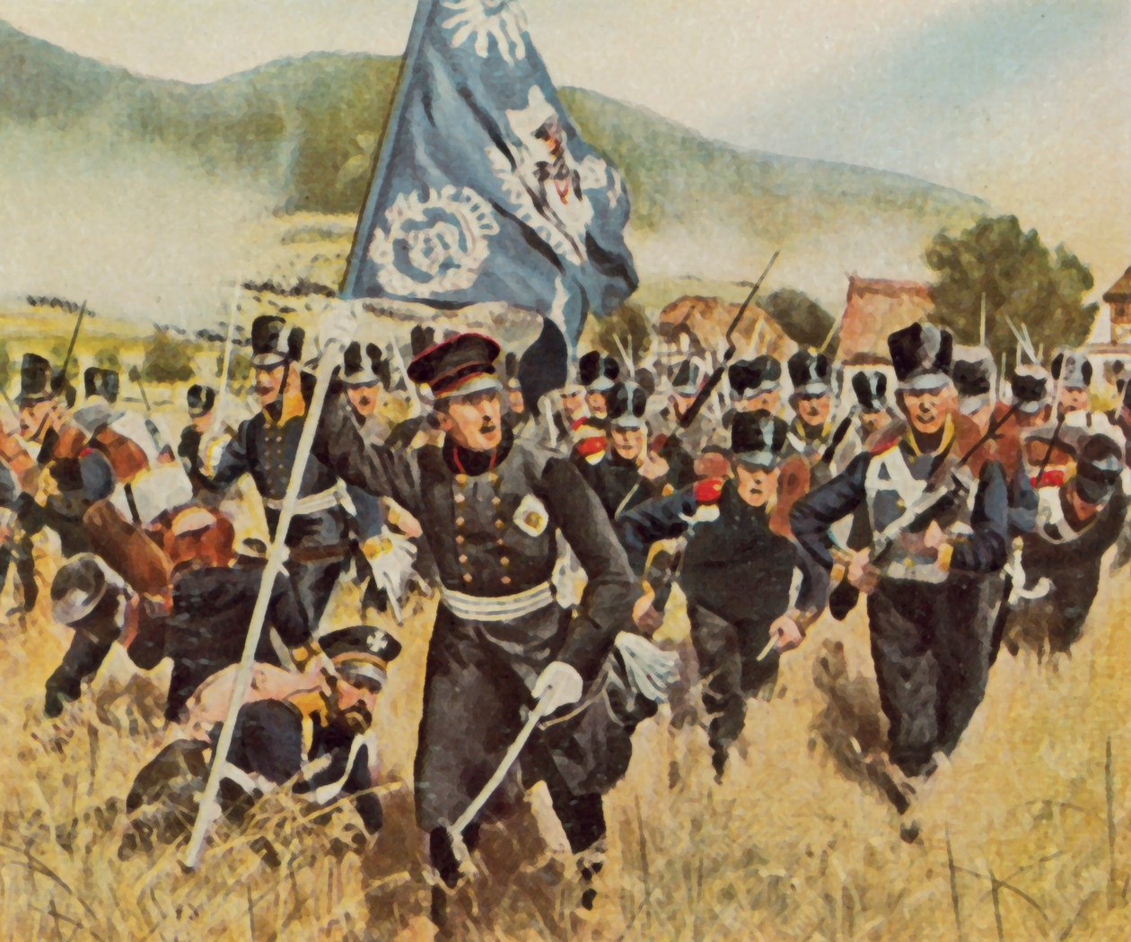 Slaget ved Kulm og Nollendorf, 29. og 30. august 1813 (forstærket farvelitografi) af Carl Rochling