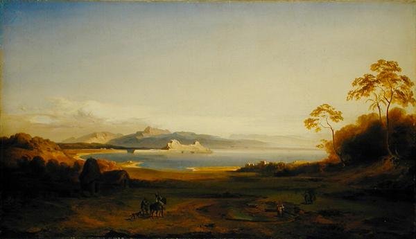 Bugt og havn på Korfu, ca. 1842 af Carl Rottmann