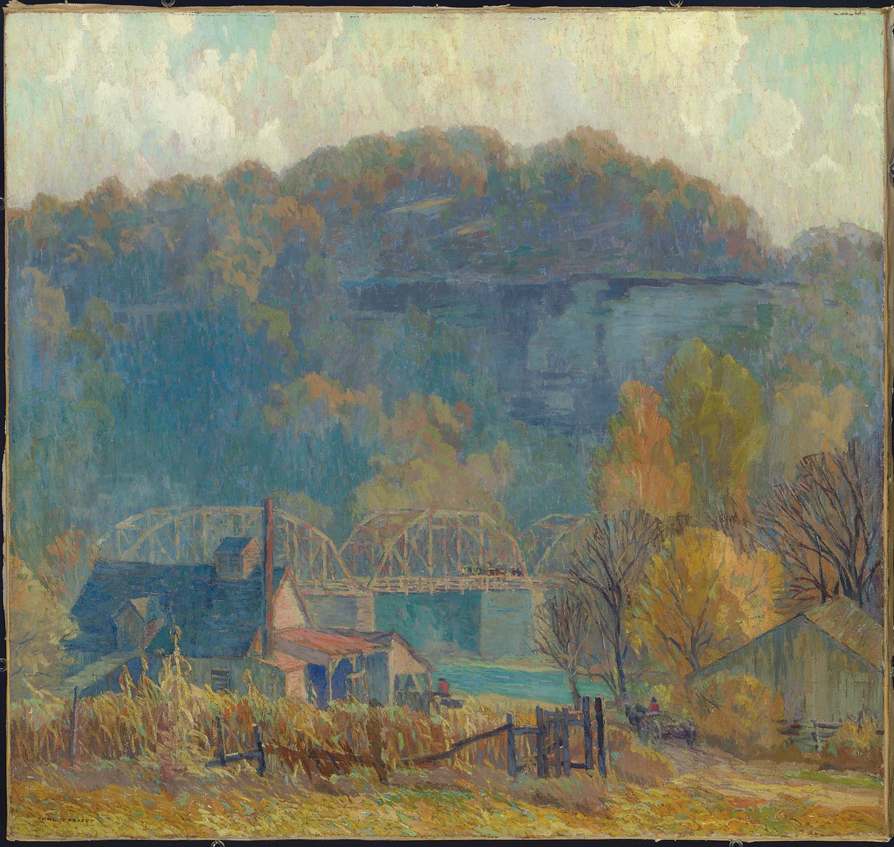 The Cliff at Morning, Ozarks (olie på lærred) af Carl Rudolph Krafft