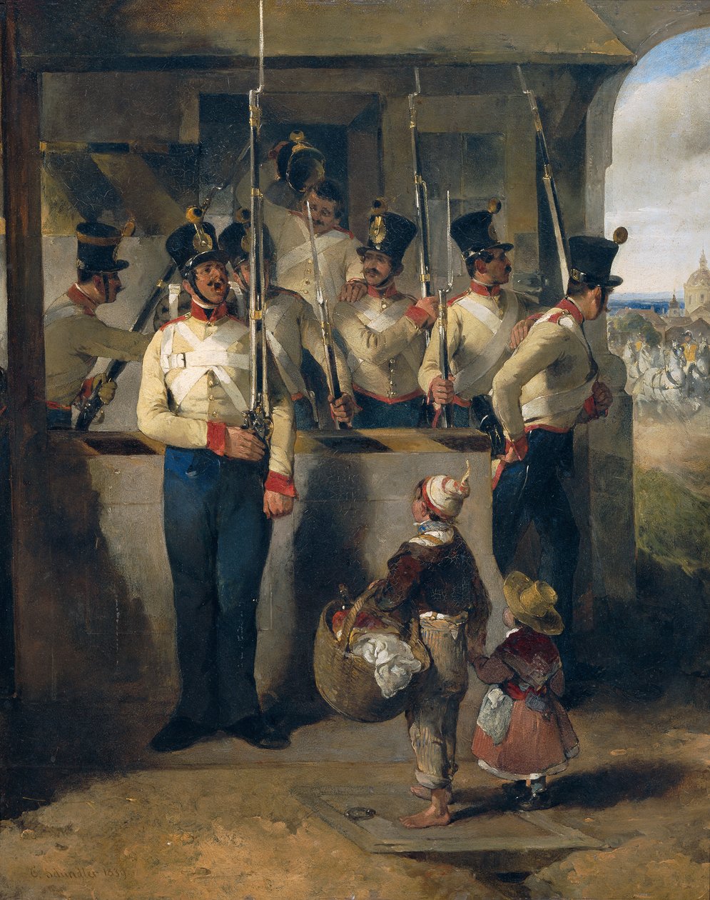 The Sentinel, råbte ind i pistolen ("Gun out!") af Carl Schindler