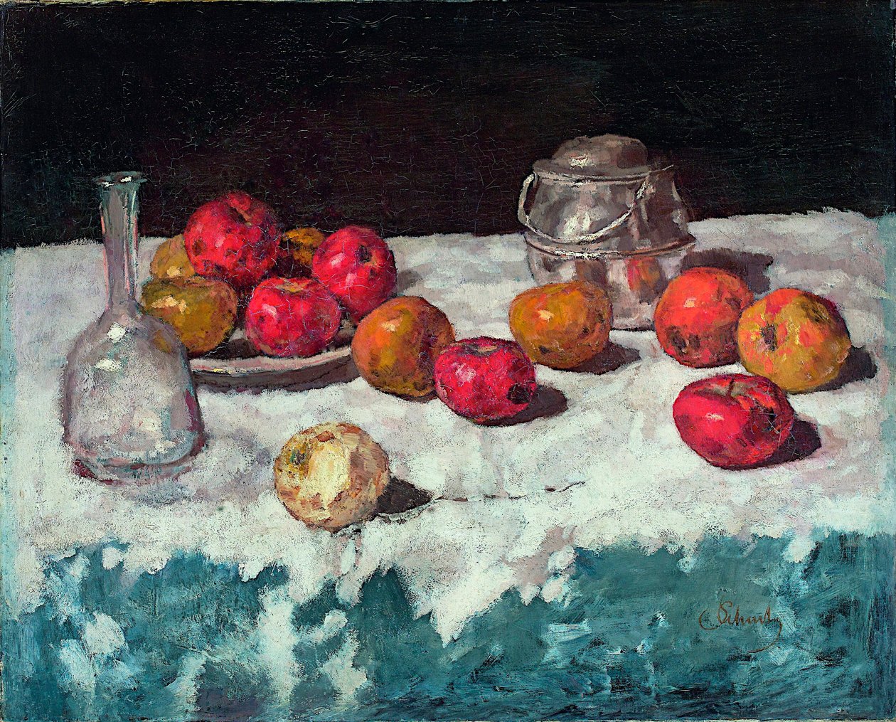 ""Nature morte aux pommes"" (Stilleben med æbler) Peinture de Carl Schuch (1846-1903) 1889 Olie på lærred Dim 66,2x81,6 cm Museum Kunstpalast, Düsseldorf af Carl Schuch