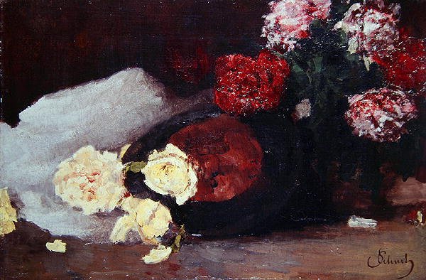 Stilleben med teroser, ca. 1885 (olie på lærred) af Carl Schuch
