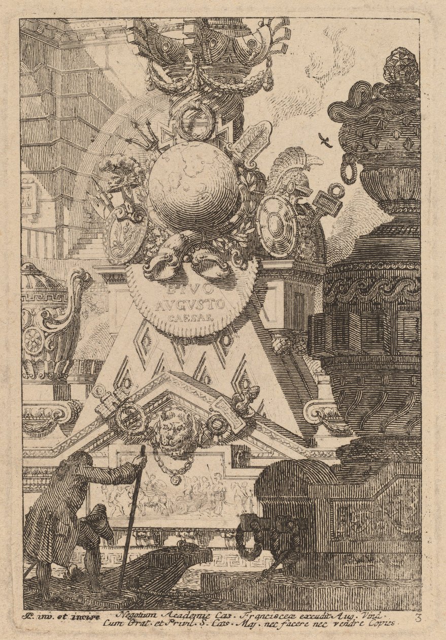 Fantasi om et antikt trofæ til Augustus af Carl Schütz