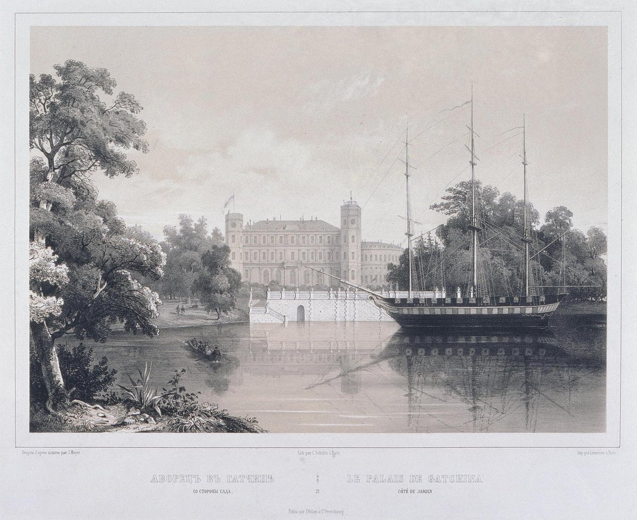 Udsigt over paladset i Gatchina fra søen, 1850