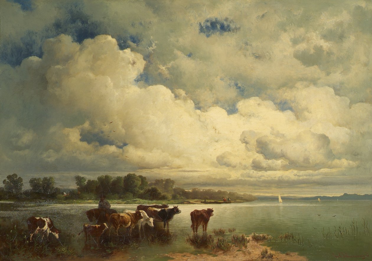 Vandlandskab med køer af Carl Schweninger d. Ä.