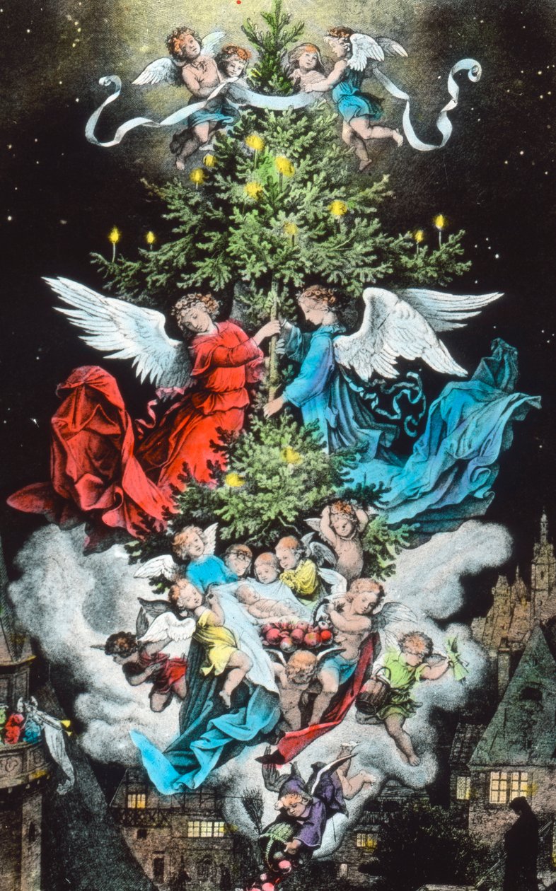 Himmelsk juletræ. Illustration af den tyske maler og grafiker Fritz Richter (1904 - 1981). Billeddato: ca. 1930. Carl Sinon Arkiv af Carl Simon