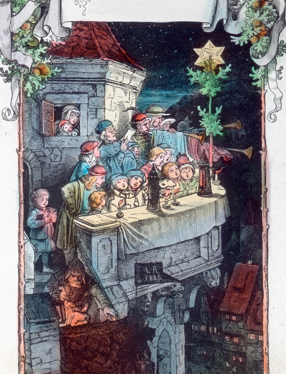 Ære være Gud i den højeste himmel. Illustration af den tyske maler og grafiker Fritz Richter (1904 - 1981). Billeddato: ca. 1930. Carl Sinon Arkiv af Carl Simon