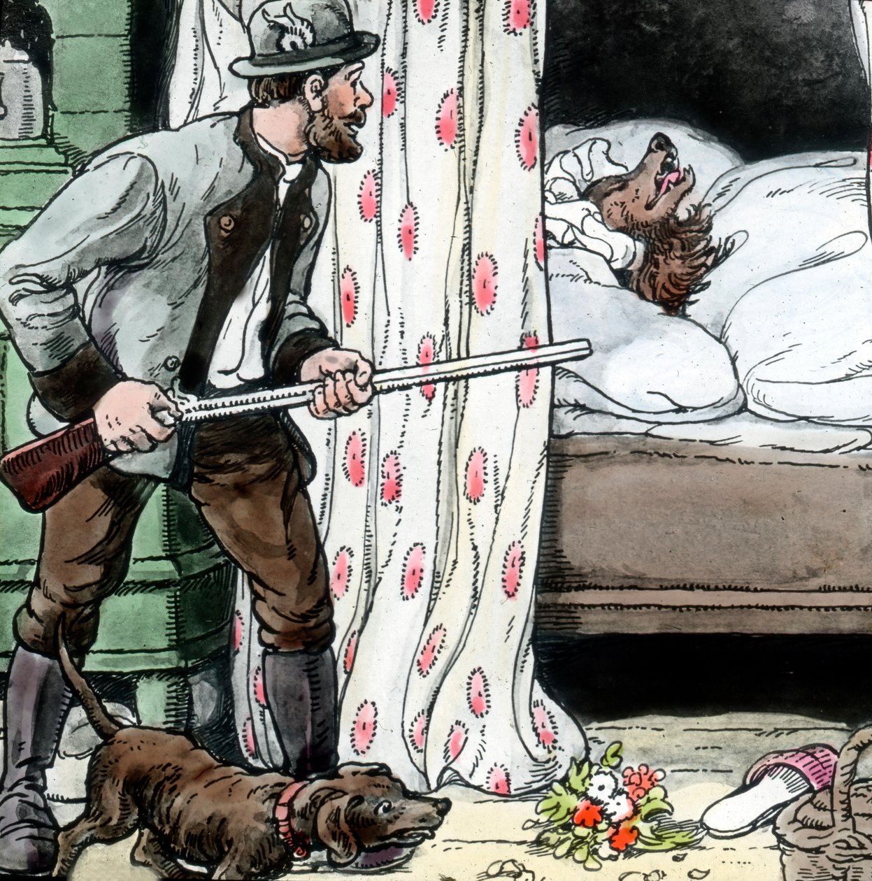 Brødrene Grimm - Eventyr - Den lille Rødhætte. Billedet er dateret omkring 1910. Carl Simons arkiv af Carl Simon
