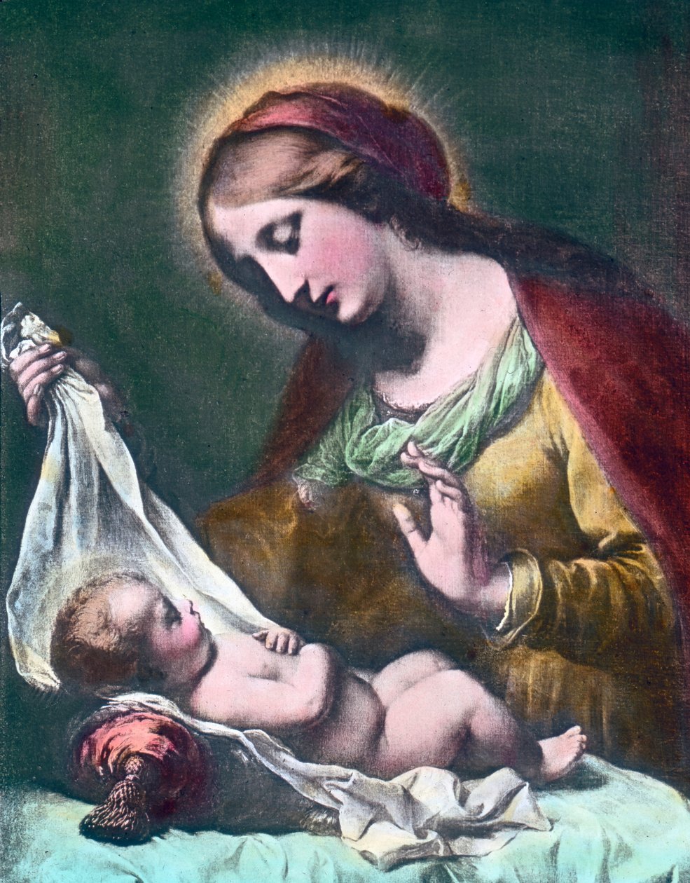 Madonna med barn. Maleri (udateret) af den italienske barokmaler Carlo Dolci (1616 - 1686). Billeddato: ca. 1900. Carl Simon-arkivet af Carl Simon