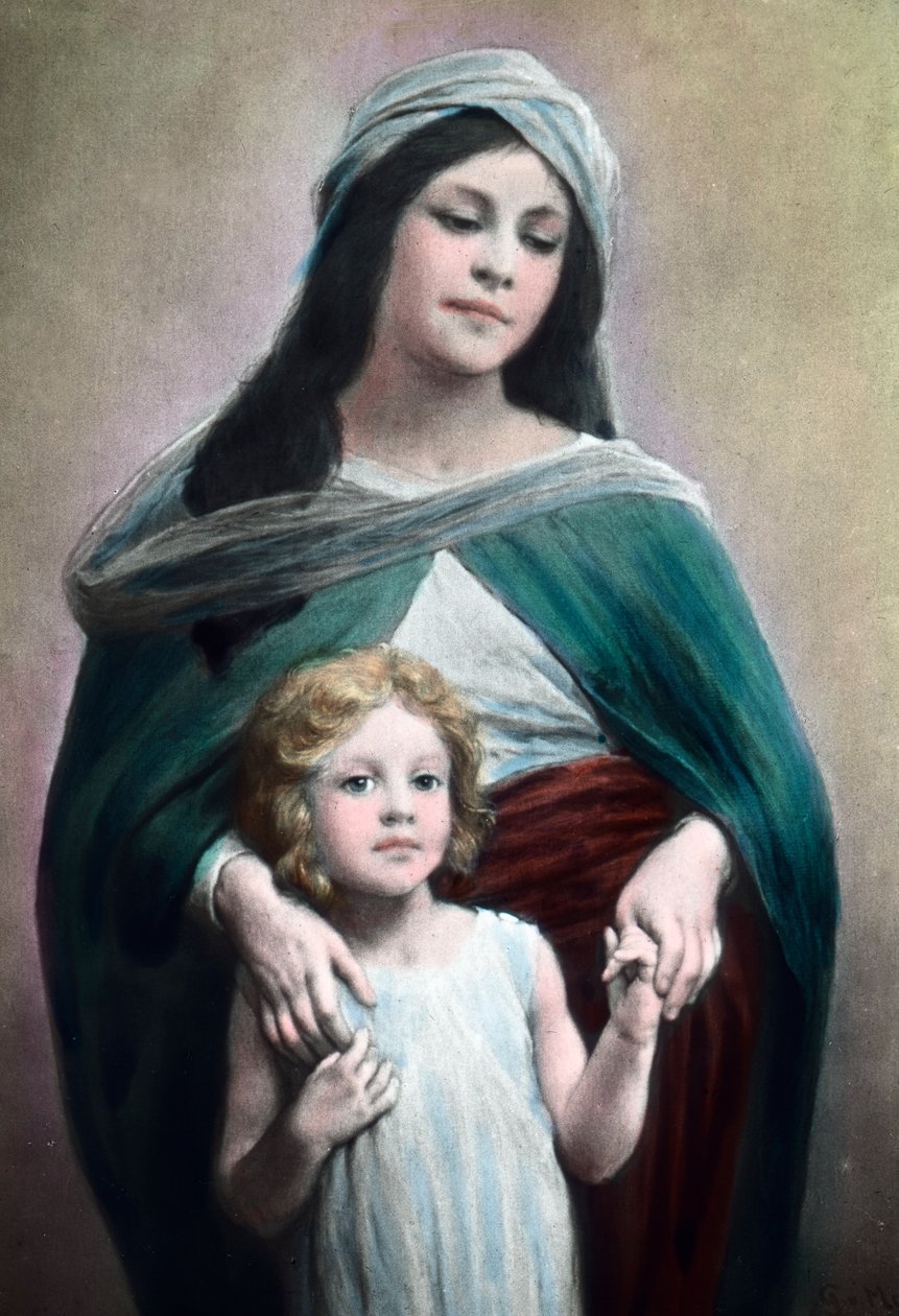Mor med barn af den tyske illustrator og grafiker Max Stern (1872 - 1943). Billeddato: ca. 1900. Carl Simon-arkivet af Carl Simon