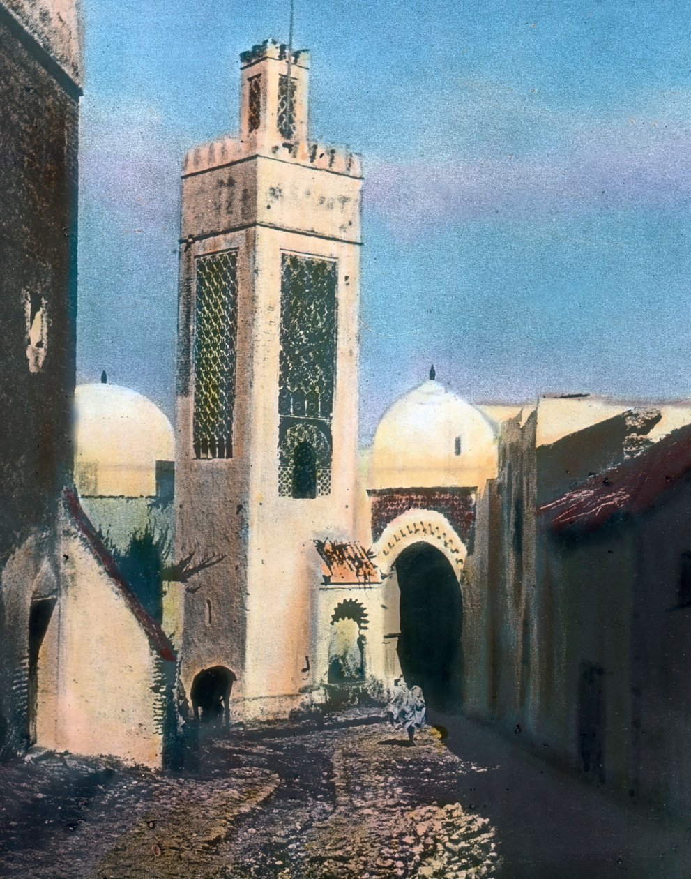 Nordmarokko, Tetouan, Minaret i Sidi Saidi-moskeen, billeddato: ca. 1910. Carl Simons arkiv af Carl Simon