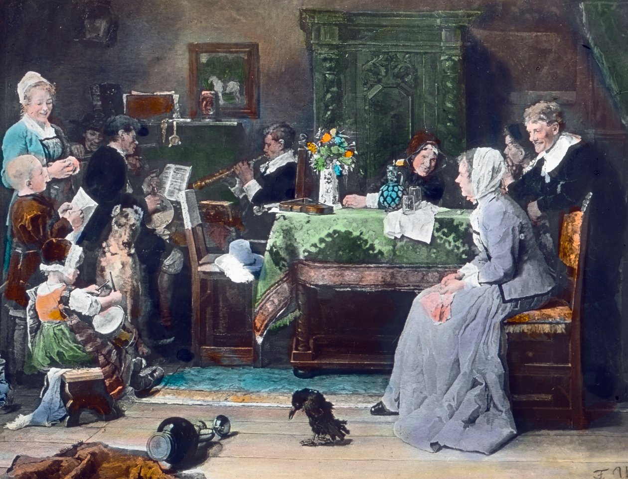 Familiekoncerten. Maleri af den tyske maler Fritz von Uhde (1848 - 1911) i 1881. Billeddato: ca. 1890. Carl Simon-arkivet af Carl Simon
