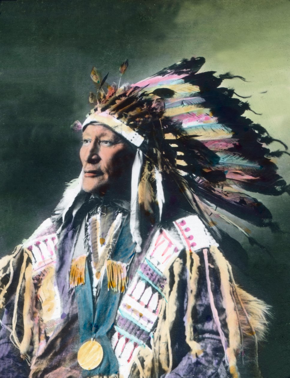 United States of America, Portræt af en indiansk høvding, billeddato: ca. 1910. Carl Simon Arkiv af Carl Simon