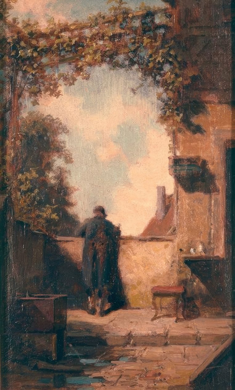 Gammel mand på terrassen af Carl Spitzweg