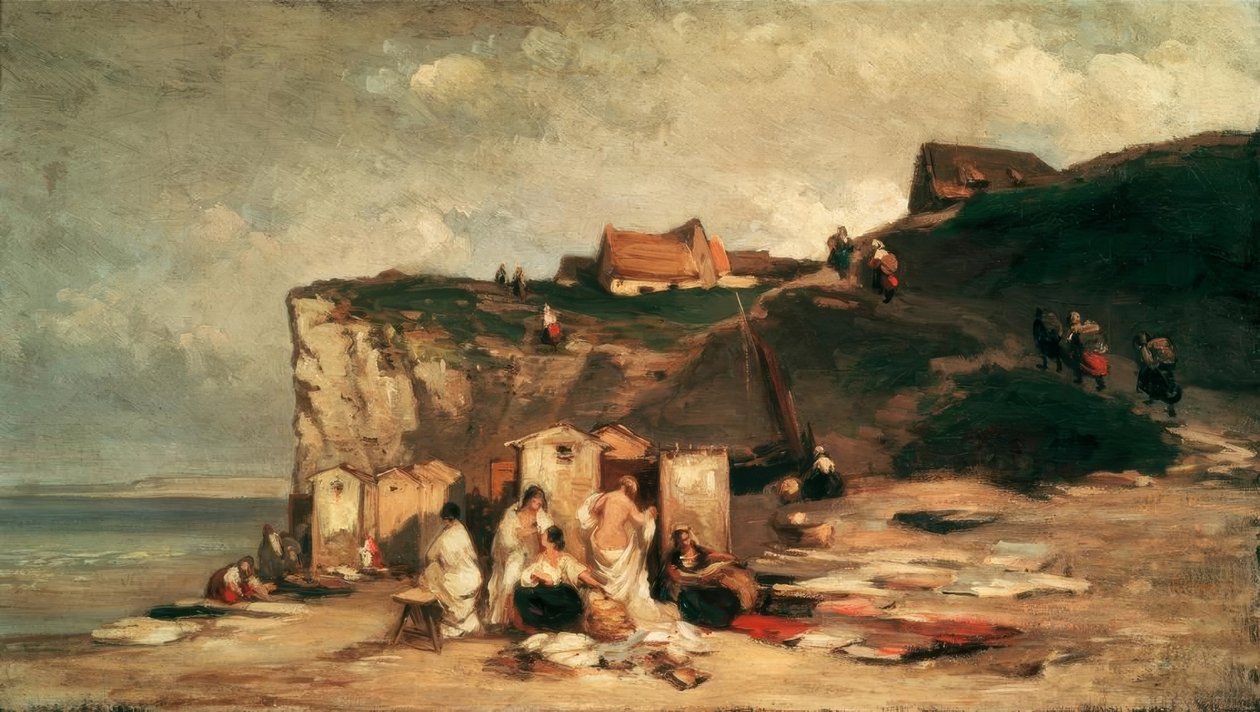 Kvinder bader ved havet ved Dieppe III af Carl Spitzweg