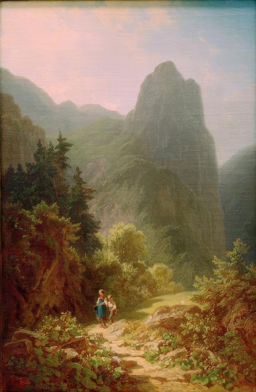 Bergschüler am Ammergauer Kofel af Carl Spitzweg