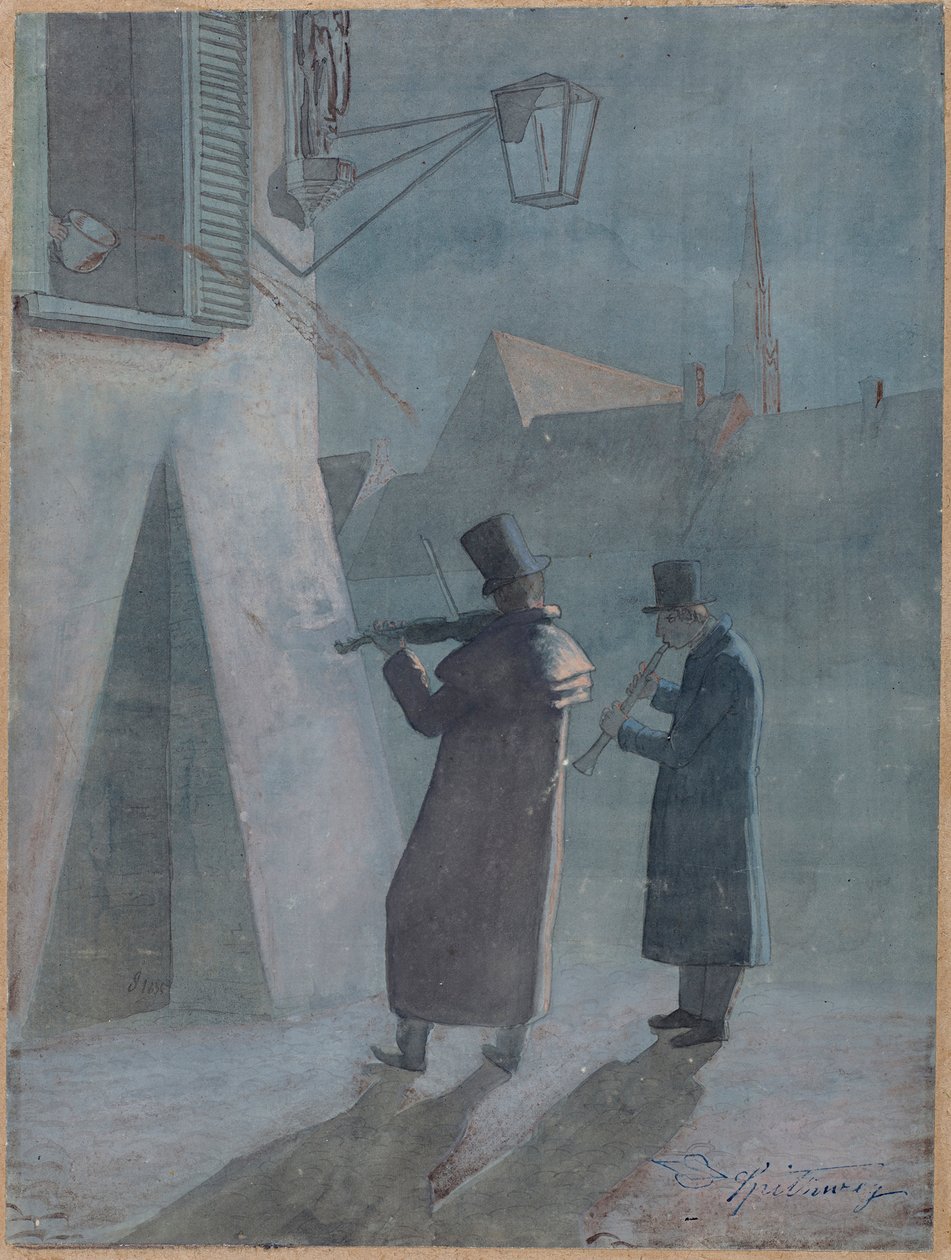 Den afbrudte serenade af Carl Spitzweg